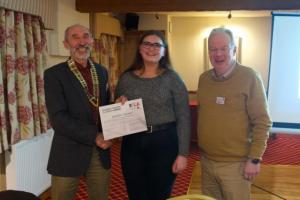 Jennifer Turner with President Hywel and Youth Services Chairman Dewi Roberts
